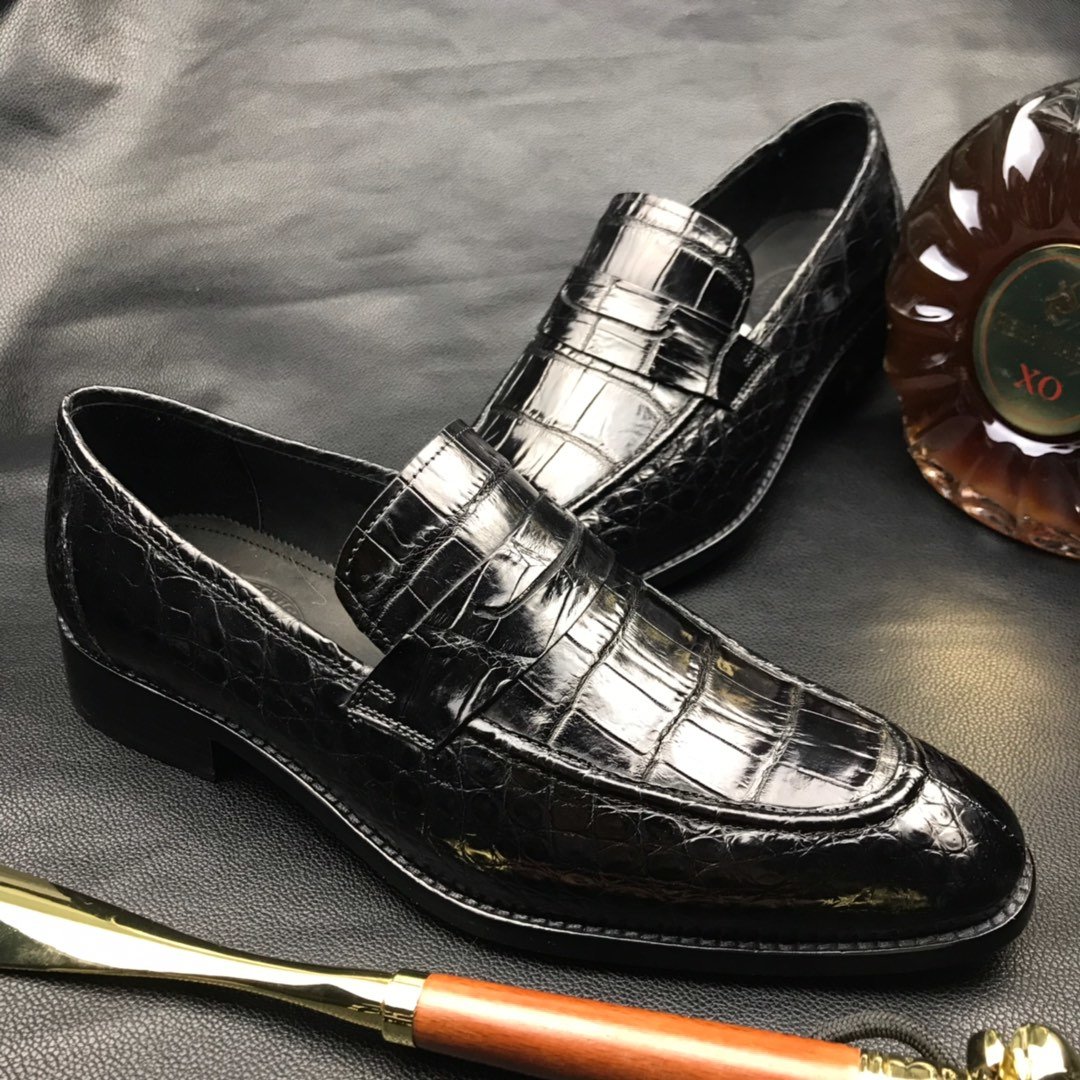 Men’s Soft Lightweight Penny Crocodile Loafers BMBAS120120 image 8