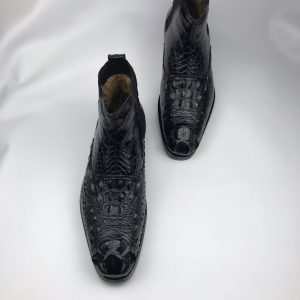 Men's Crocodile Leather Ankle High Chelsea Dress Boots