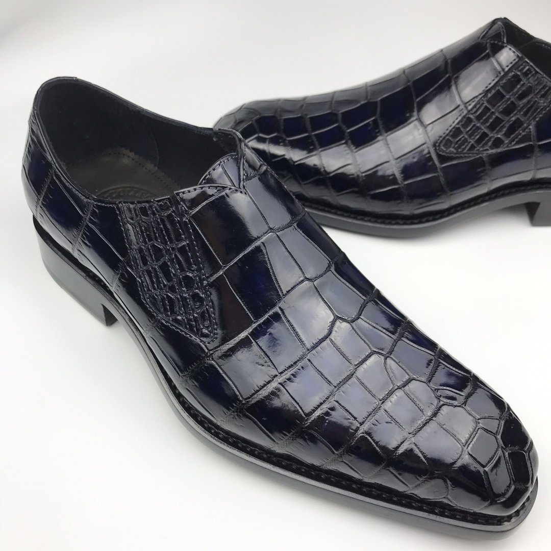 Loafers Men Crocodile Leather Fashion Slip-on Shoes BMBAS120132 image 9