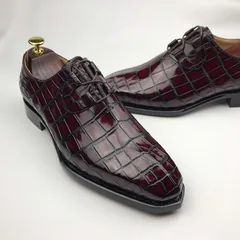 Men’s Genuine Crocodile Oxford Shoes Lace Up Shoes BMBAS120143 image 9