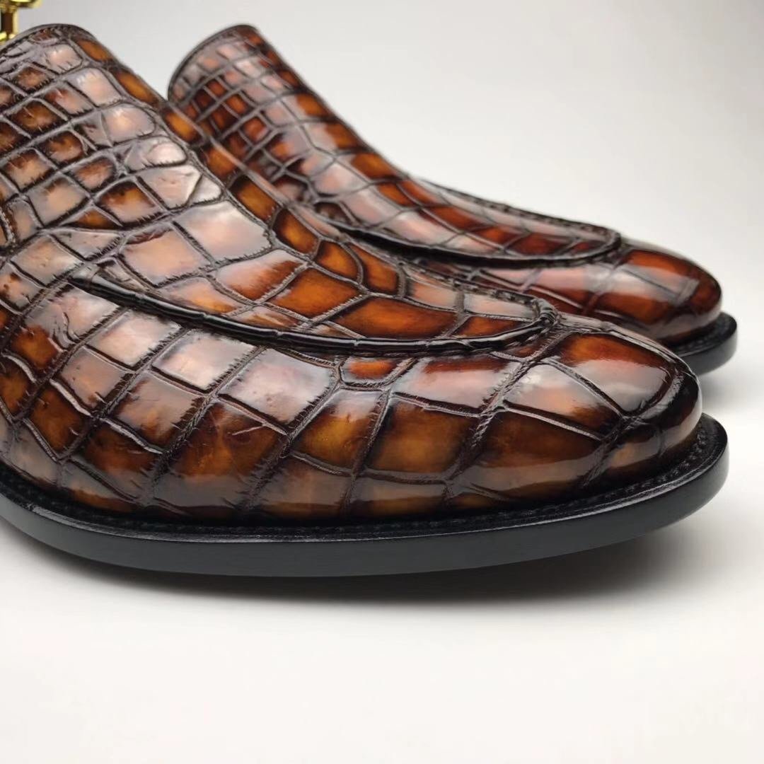 Crocodile Pointy Toe Slip On Loafers Formal Shoes BMBAS12064 image 2