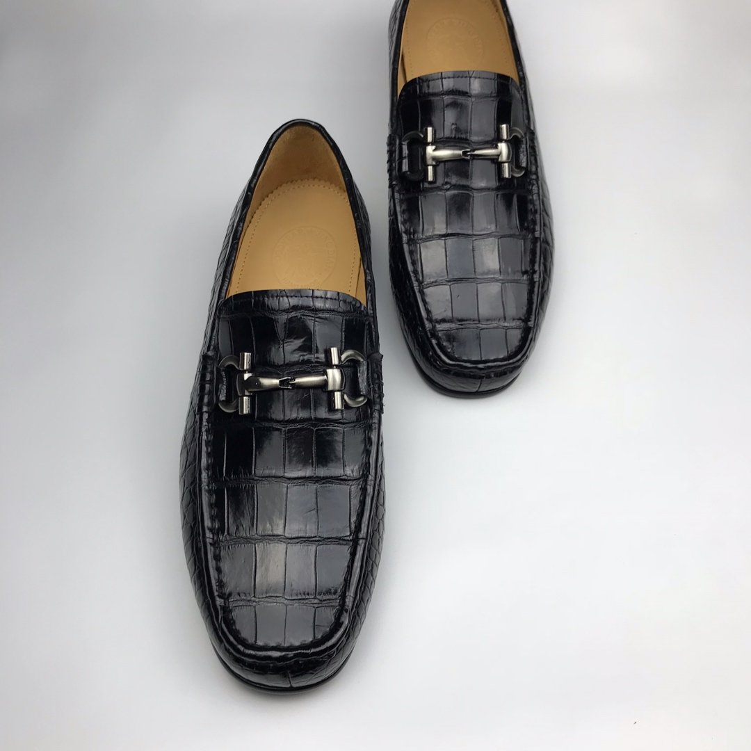 Crocodile Leather Casual Slip On Shoes Comfortable Loafer BMBAS120150 image 9