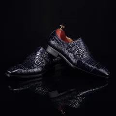 Men’s Crocodile Pointed Toe Monk Slip-On Shoe BMBAS12055 image 9