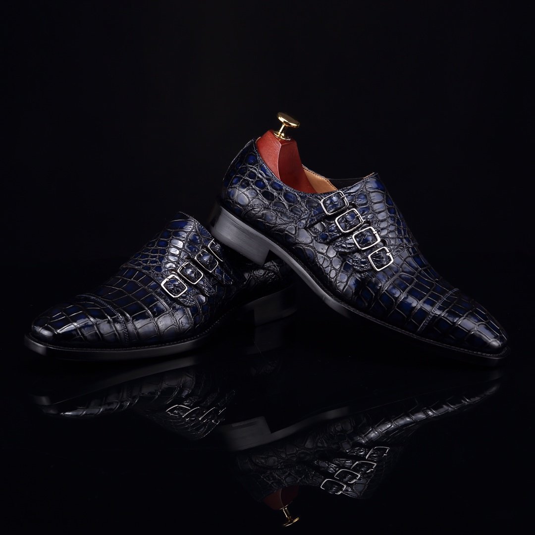 Men’s Crocodile Pointed Toe Monk Slip-On Shoe BMBAS12055 image 9