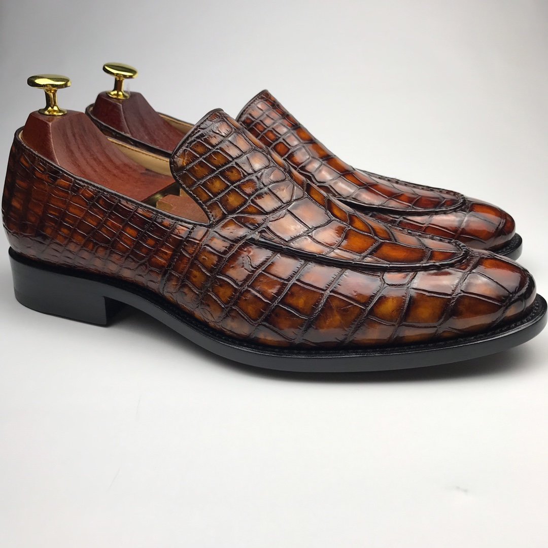 Crocodile Pointy Toe Slip On Loafers Formal Shoes BMBAS12064 image 3