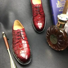 Men red gator dress shoes Classic Derby BMRAS120163 image 3