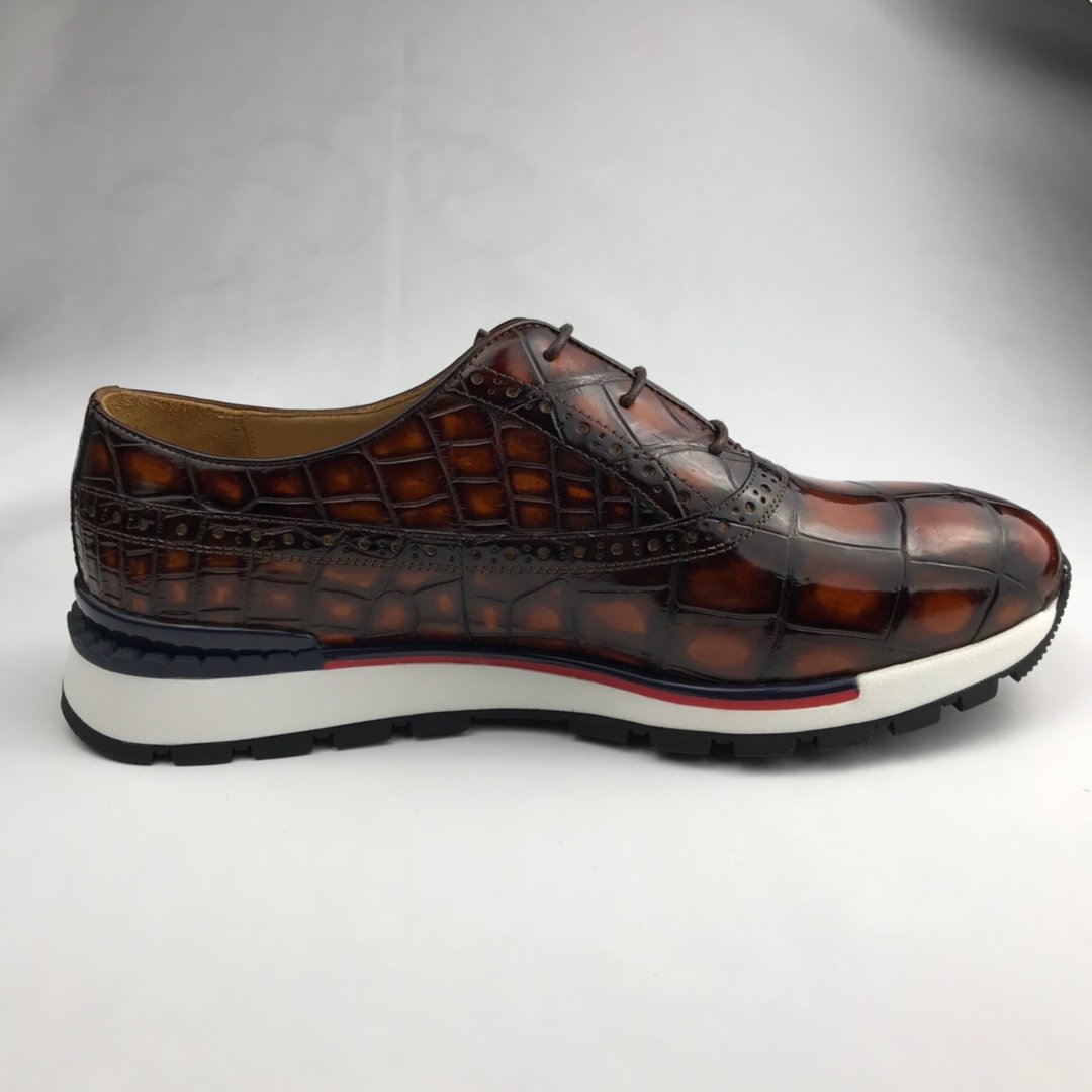 Men’s Crocodile Oxfords Shoes Brogue Casual Dress BMBAS120169 image 3