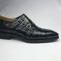 Men’s Crocodile Cap Toe Monk Strap Shoes BMGAS120170 image 3