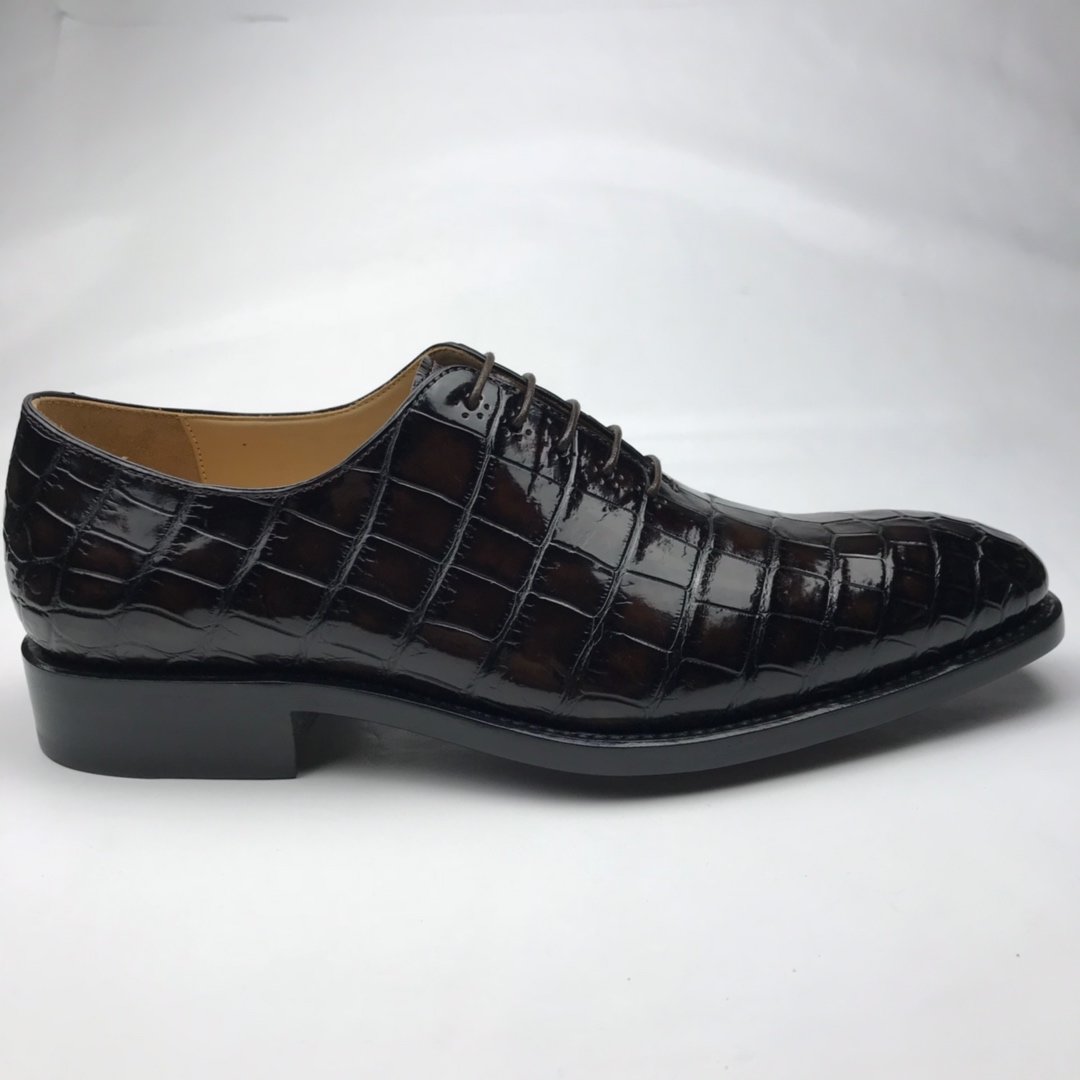Crocodile Genuine Leather Oxford Lace-Up Dress Shoes BMBAS120176 image 3