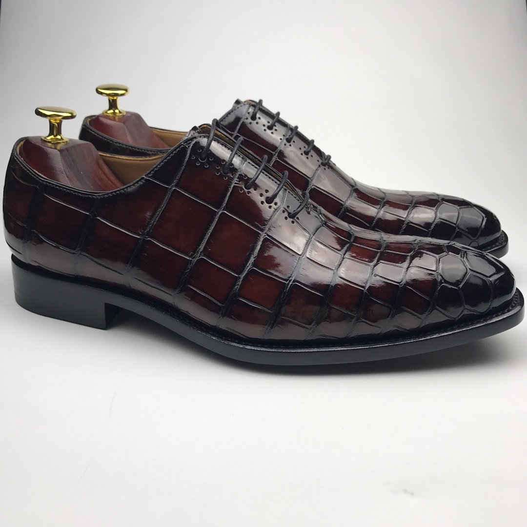 Men’s Exotic Smooth Crocodile Print Comfortable Oxford BMBAS12066 image 3