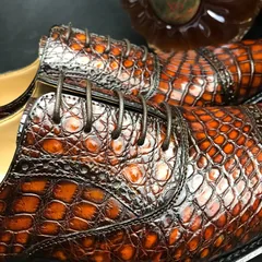 Luxury Crocodile Textured Leather Derby Dress Shoes BMBAS120185 image 2