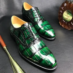 Crocodile Whole-Cut Leather Oxford Shoes BMGAS120191 image 3