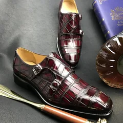 Crocodile Leather Slip-On Retro Elegant Monk Shoes BMBAS120208 image 3