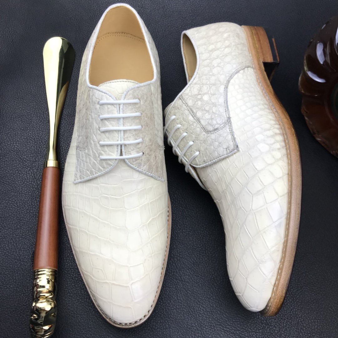Crocodile Luxury Textured Leather Derby Dress Shoes BMWAS120209 image 3