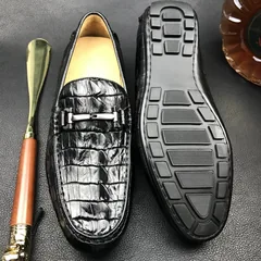 Crocodile Horn Back Leather Slip On Casual Loafer BMBAS120210 image 3