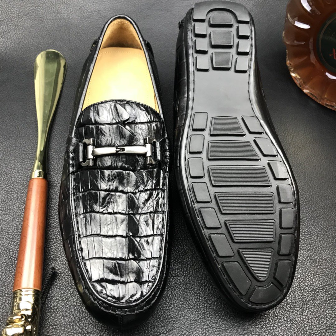 Crocodile Horn Back Leather Slip On Casual Loafer BMBAS120210 image 3