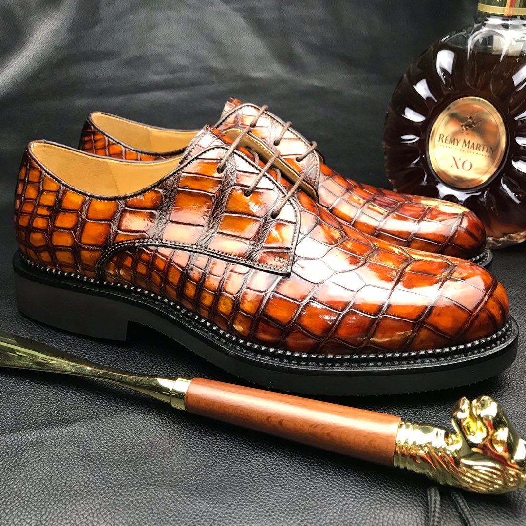 Men’s Classic Modern Crocodile Formal Derby Shoe BMBAS12070 image 3