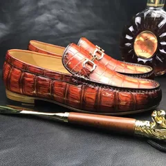 Crocodile Leather Penny Loafer Casual Flat Shoes BMBAS12074 image 9