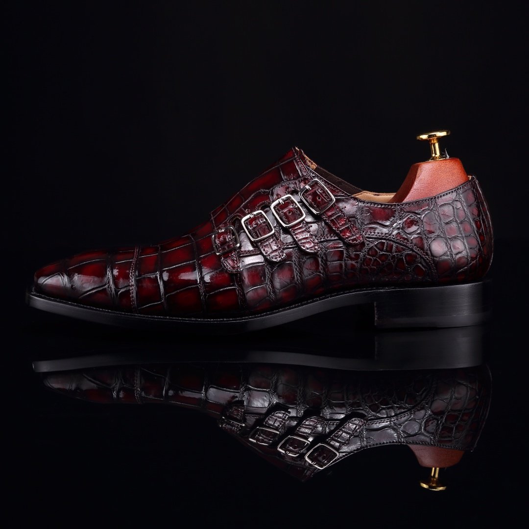 Monk Strap Shoes High-end Leather Crocodile Shoes BMBAS12057 image 3