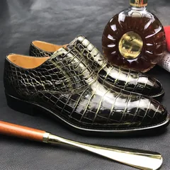 Crocodile Skin Black Gold Oxford Shoe BMBAS12090 image 4