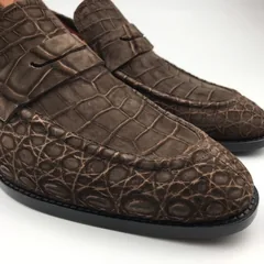 Crocodile Suede Leather Slip On Peas Shoes BMKAS12094 image 3