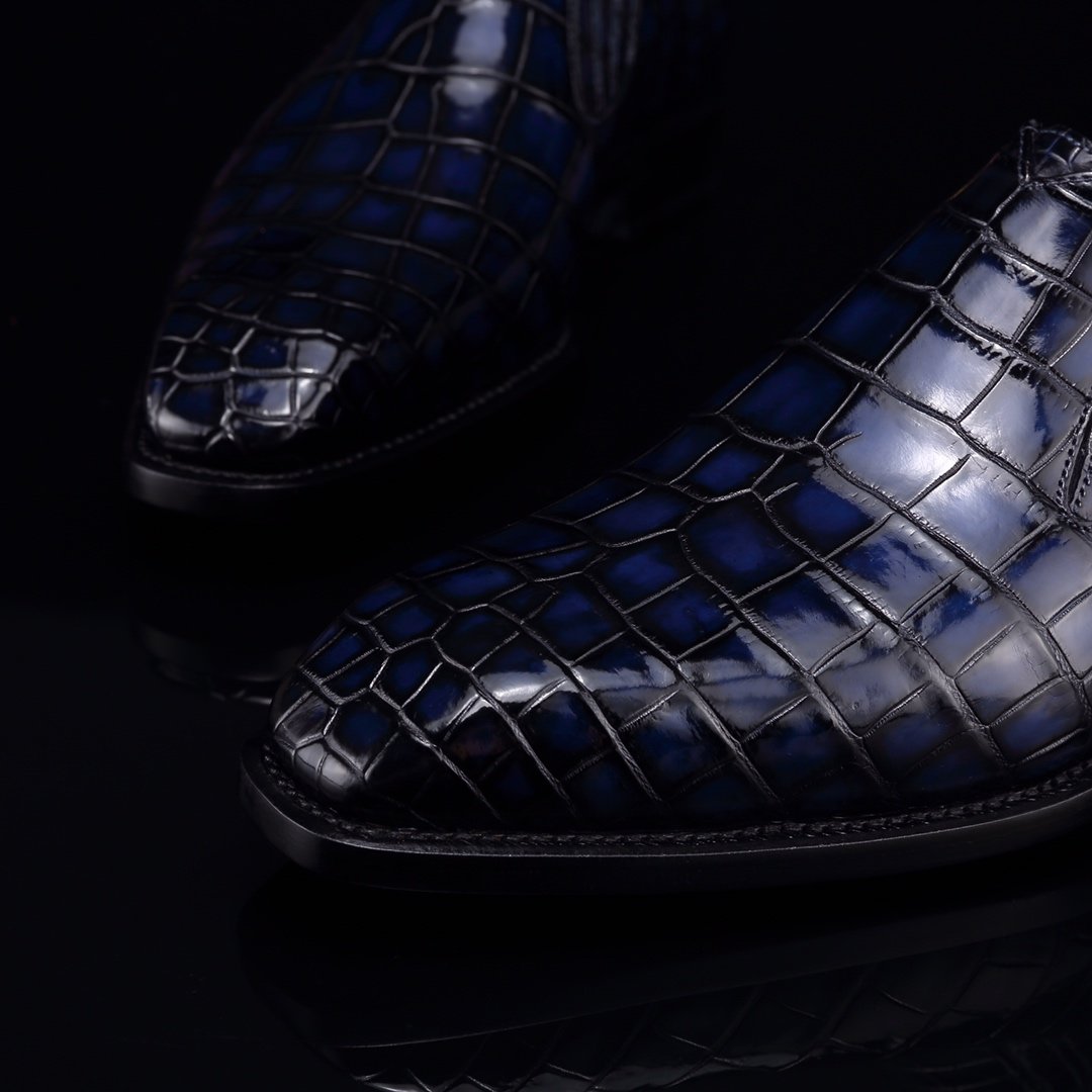 Crocodile Print Leather Slip On Casual Loafer Shoes BMBAS12059 image 3
