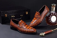 Croc Men’s Genuine Exotic Loafer Shoes BMBAS120103 image 3
