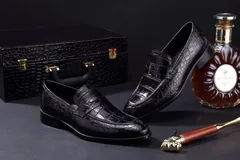 Men’s Soft Crcodile Genuine Leather Penny Loafers BMBAS120104 image 3