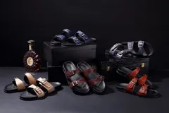 Crocodile Double Buckle Slipper Leather Sandals BMBAS120106 image 3