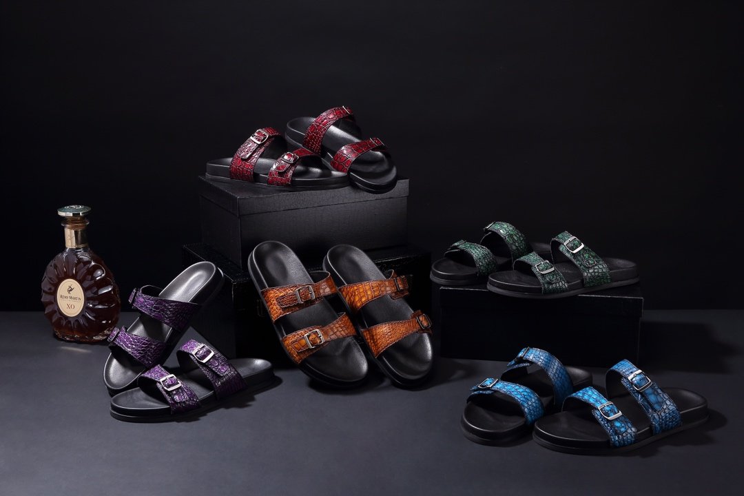 Men’s Open Toe Crocodile slippers BMBAS120107