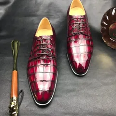 Glossy Crocodile Pattern Oxfords Dress Shoes BMBAS120123 image 4