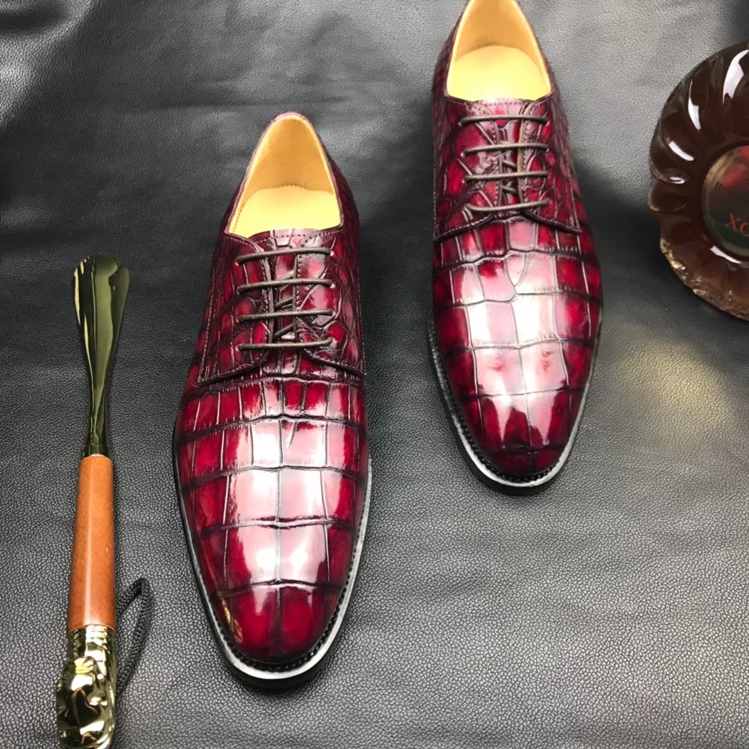 Glossy Crocodile Pattern Oxfords Dress Shoes BMBAS120123 image 4