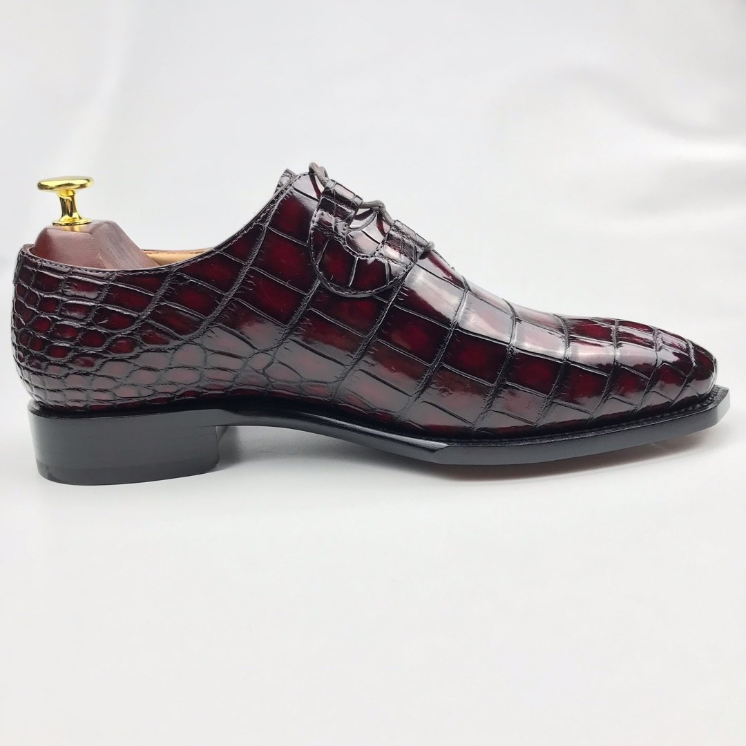 Men’s Genuine Crocodile Oxford Shoes Lace Up Shoes BMBAS120143