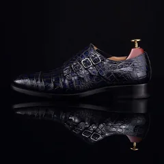 Men’s Crocodile Pointed Toe Monk Slip-On Shoe BMBAS12055 image 2