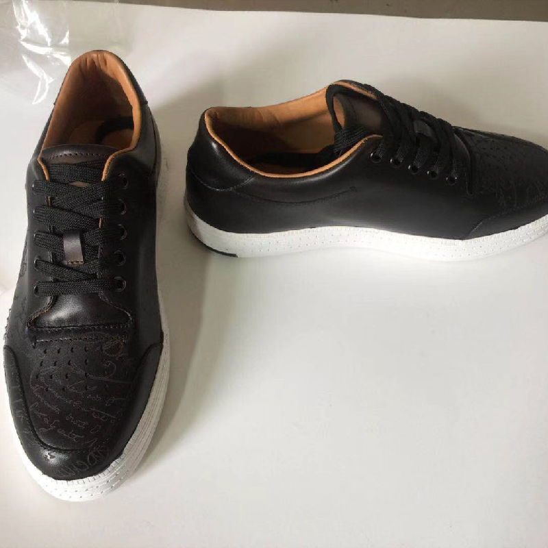 Men Rubber Trainers Black Leather Sneakers MBT1027 image 4