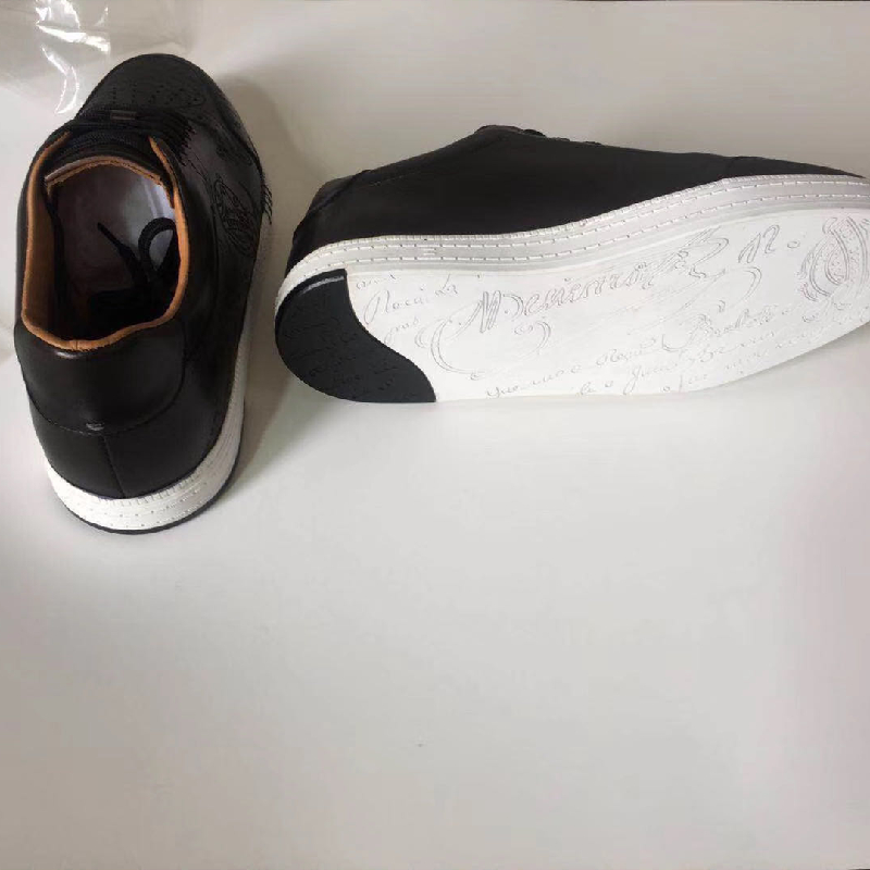 Men Rubber Trainers Black Leather Sneakers MBT1027