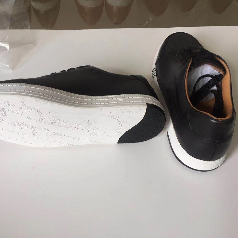 Men Rubber Trainers Black Leather Sneakers MBT1027 image 3