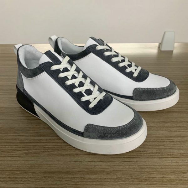 Grey and White Microfiber leather spell color sole trainers MBT210