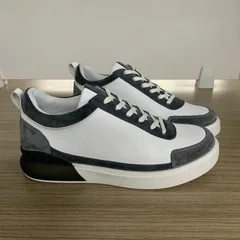 Grey and White Microfiber leather spell color sole trainers MBT210 image 1