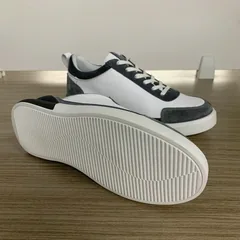 Grey and White Microfiber leather spell color sole trainers MBT210 image 5