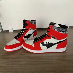 Red and Beige High Top AJ style Sneakers MBS104 image 1