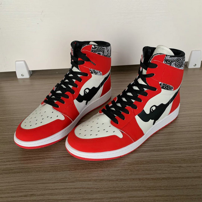 Red and Beige High Top AJ style Sneakers MBS104 image 6