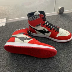 Red and Beige High Top AJ style Sneakers MBS104 image 4
