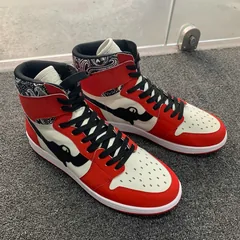 Red and Beige High Top AJ style Sneakers MBS104 image 5