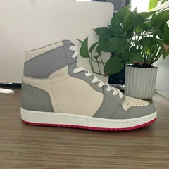 Grey and Beige High Top AJ style Sneakers 1985 Shape MBS107 image 1