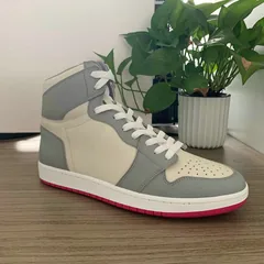 Grey and Beige High Top AJ style Sneakers 1985 Shape MBS107 image 2