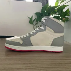 Grey and Beige High Top AJ style Sneakers 1985 Shape MBS107 image 3