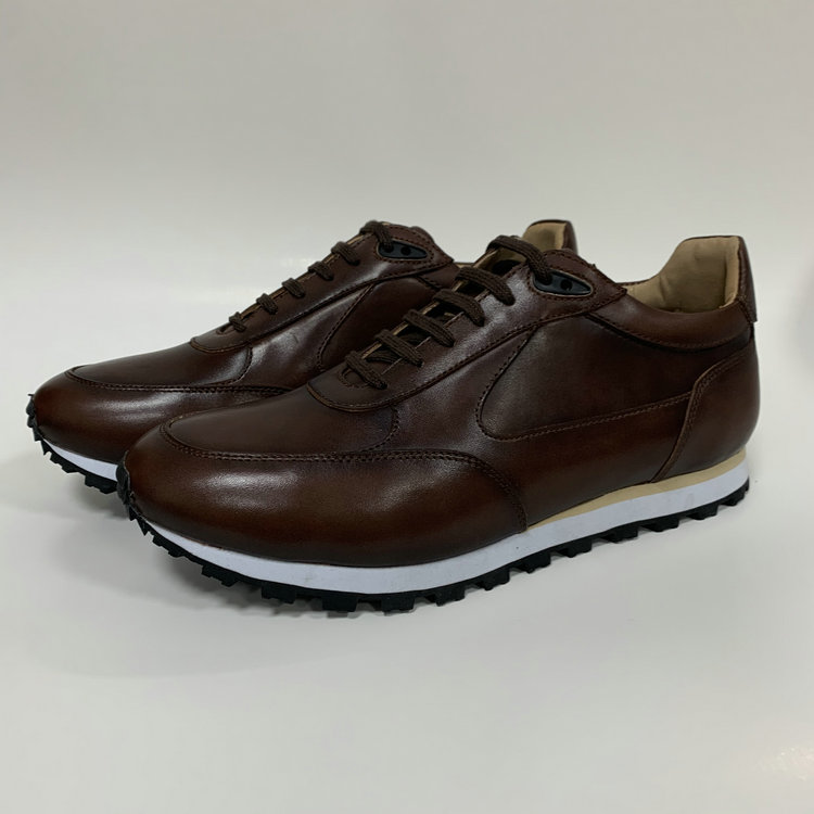 Brown Color Applied Leather Elegant Sneakers MBS111 image 4