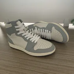 Grey and Beige High Top AJ x D style Sneakers Shape MBS112 image 5