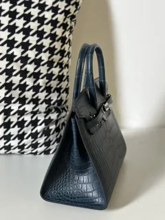 Alligator Leather 20cm Matte Water-Dyed Hand-Studded Silver Hardware Top Handle Tote Bag WAB011 image 5